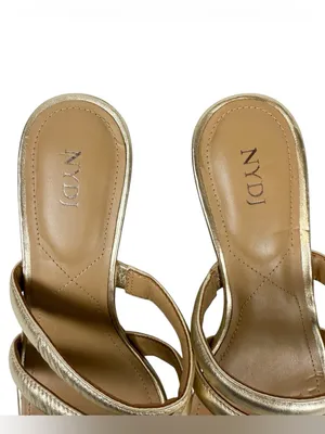 NYDJ Giacomo‎ Strappy Square Toe Heeled Sandals Gold Metallic Size 9 thumbnail 8