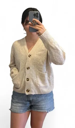 A Part of the Art Cream Button Front Wool Alpaca Blend Cardigan Neutral Layer S thumbnail 1