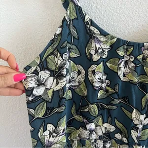 Free People Floral Green Mini Dress Tunic Top XS thumbnail 9