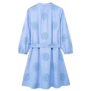 Cynthia Rowley Rubber Embroidery Blue Summer 3/4 Sleeve Mini Dress Size S NWOT thumbnail 10
