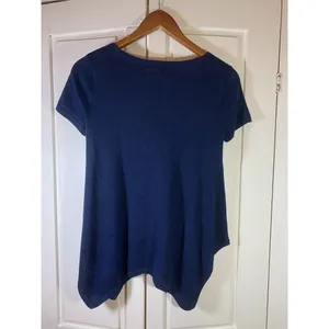 Lauren Ralph Lauren Knit Top‎ Womens Medium Handkerchief Hem Blue Classic Preppy thumbnail 4