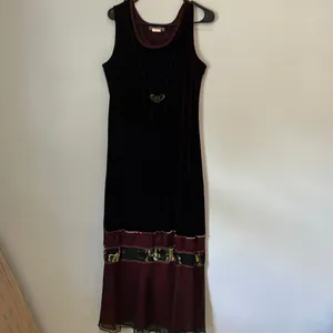 S.A.2 Silk Blend Vintage Velvet floral Burgundy Maxi Dress Whimsy goth #800 thumbnail 2