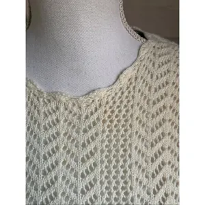NWT Cynthia Rowley Pointelle Knit Peplum Sweater Dress Cream Size M thumbnail 13