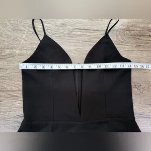 Krisa Black Deep V‎ Cami Midi Dress stretchy Revolve clothing xs thumbnail 6