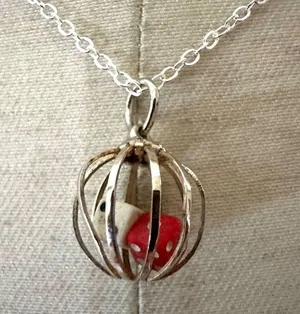 Vintage caged dice pendant necklace thumbnail 1