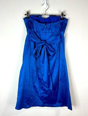 Mind Code Royal Blue Strapless Mini Dress Sweetheart Neckline Satin Pleated Zip thumbnail 8