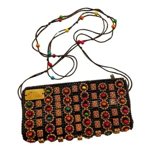 Beats mini sling crossbody bag in beautiful brown color with coconut shell thumbnail 1