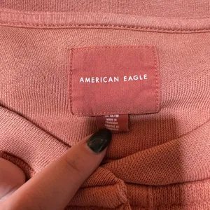 American Eagle Rust Henley Sweatshirt M Boxy Cozy Fall Casual thumbnail 8