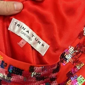 TRINA TURK | One-Shoulder‎ 100% Silk Fallyn Dress with Sequin Detail, Size 4 thumbnail 6