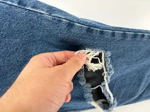 Free people we the free ripped distress blue straight leg denim jeans size 30 thumbnail 6