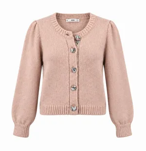 MANGO Womens Cardigan Pink Mathilda Alpaca Chunky Knit Sweater Grandma Small thumbnail 1