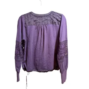 TINY by‎ Anthropologie Violet Lace Mixed Media Blouse Sz S thumbnail 6