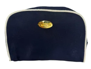 Vintage Christian Dior Parfums Cosmetic Make Up Bag Pouch Canvas Navy‎ Blue thumbnail 1