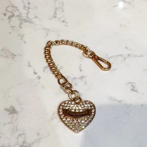 Juicy Couture gold tone heart keychain shimmering pave crystals accents Glam thumbnail 2