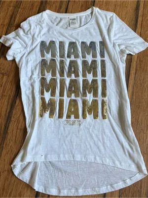 Victorias Secret PINK Sequin MIAMI Tee thumbnail 1