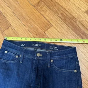 J. Crew 9" demi-boot crop‎ Kicky Hem jean in Dark Worn Wash Blue Size 27 thumbnail 8