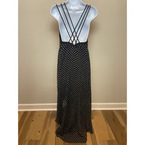 BCBGeneration High‑Low Maxi Dress Size L Black White Strappy Accent thumbnail 4