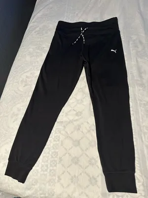 Puma women Black Jogger Sweatpants with White Logo thumbnail 1