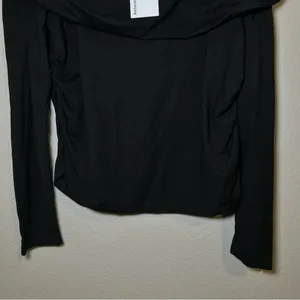 NEW Reformation Florentina Black Draped Off Shoulder Knit Top Women’s Size Large thumbnail 5