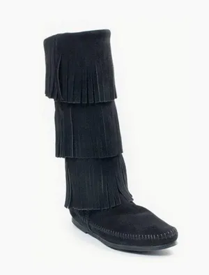 Minnetonka black 3 layer fringe boots thumbnail 2