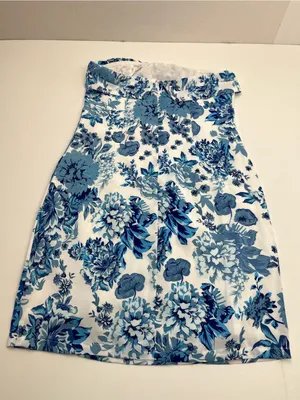 Thats So Fetch Charms Blue White Floral Strapless Mini Dress Womens Size 4 NEW thumbnail 12