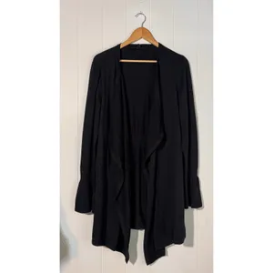 White House Black Market Cardigan L Black Sparkle Draped Bell Sleeve thumbnail 4