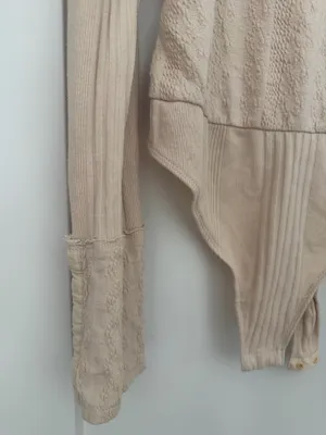 Free People Long Sleeve Ribbed Bodysuit with Textured Detailing thumbnail 3