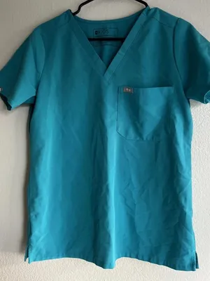 FIGS Catarina Women’s Sz S Scrub Top Teal Blue Technical Collection One Pocket thumbnail 3