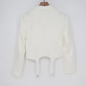 Naked Wardrobe The Statement White Cropped Garter Blazer Womens Small thumbnail 6