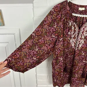 Mason & Belle Boho Floral Embroidered Tassel Blouse Top Size 1X thumbnail 8