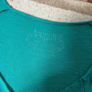 Free‎ People Indie Sleaze Green Waffle Knit Thermal Long Sleeve Top S 7S624 thumbnail 4