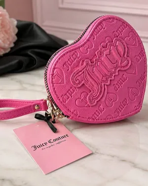Juicy Couture Pink Embossed Heart Wallet Leather Wristlet Zip Around NWT thumbnail 1
