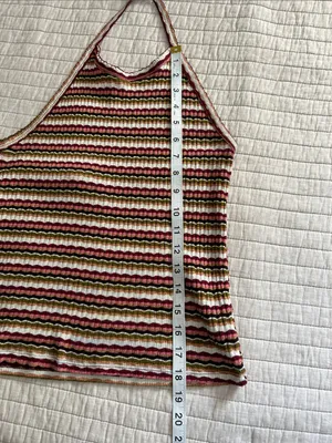 American Eagle retro multi color striped cotton halter top L thumbnail 7