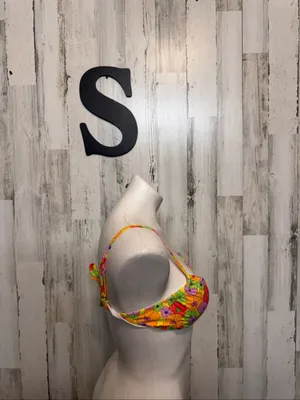 SheIn Retro Floral Underwire Demi Bikini Top Womens Small Multi Color Neon Boho thumbnail 3