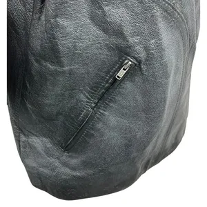 Genuine Black Leather Jacket Plus 16-18W Full Zip Lined‎ Minimalist Patina Retro thumbnail 11