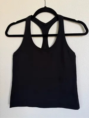 Lululemon Black Racerback Tank Top Built-In Bra Yoga Workout Size Small thumbnail 1