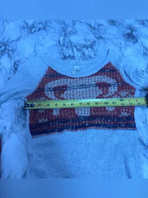 We The Free thermal Henley Bull Light Gray Burgundy Patterned size XS cotton thumbnail 9