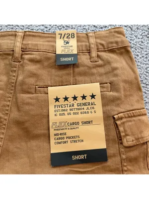 NWT FiveStar General Cargo Shorts Womens 7/28 Tan Brown Flex Side Pockets Mid thumbnail 5