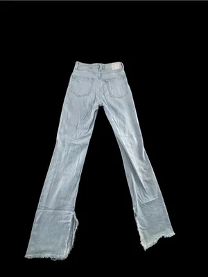 Zara Light Blue Distressed Flare Jeans thumbnail 2