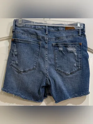 Judy Blue Dark Blue Distressed Denim Skort Size Small thumbnail 2
