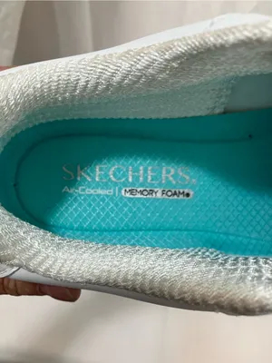 Skechers White Lace-Up Sneakers with Teal Insole thumbnail 6