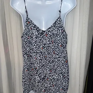 LOFT White and Blue Camisole Top with V-Neckline thumbnail 5