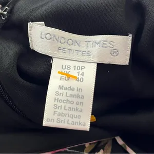London Times Petites Floral Ruffle Trim Faux Wrap Dress Black Blush 10P thumbnail 8