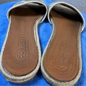Tory Burch T Monogram Espadrille Slide Sandals SZ:6M thumbnail 4