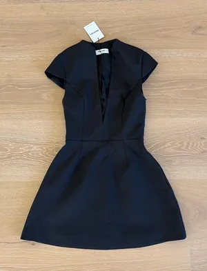 Showpo Mini Dress Low Cut Jacqui Size US 2 Black thumbnail 1
