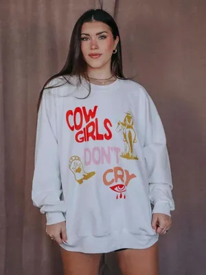 Charlie Southern Cowgirls Don't Cry Sweatshirt 2XL White Graphic thumbnail 1