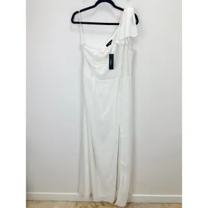 Lulus Simply Brilliant White One-Shoulder Bow Maxi Dress Formal Wedding XL NWT thumbnail 6