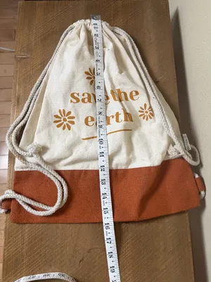 Save The Earth Organic Cotton Canvas Drawstring Backpack Brown thumbnail 5