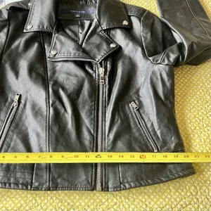 Tommy Hilfiger Faux Leather Moto Jacket Women Large Black 90s Off‎ Duty Classic thumbnail 8