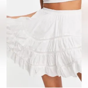 ASOS White Ruffled Skater Skirt thumbnail 2